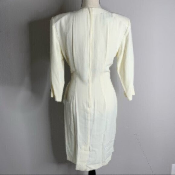 La Belle 80s Vintage Ruched Knee Length Gold Ascent Dress - Picture 10 of 15